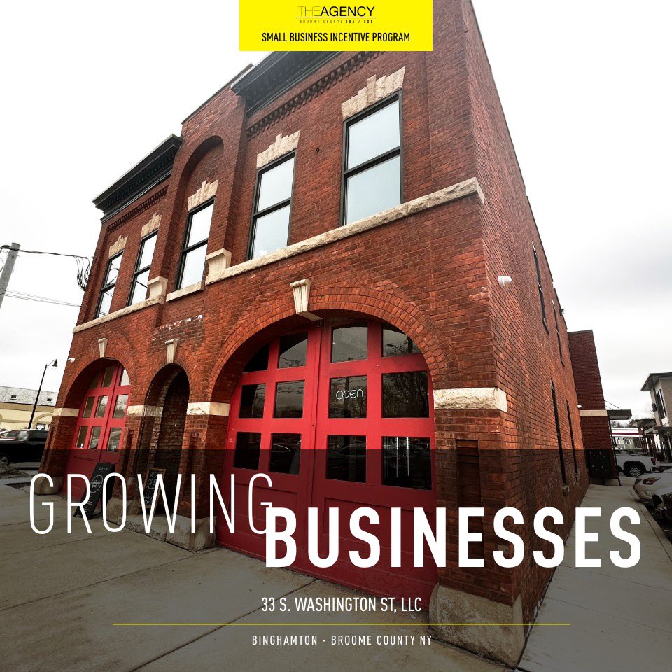 GROWING BUSINESSES - Featuring…33 S. Washington St, LLC | Binghamton - Broome County, NY

$503,000 – New Investment
$26,880  – Exemption
2 - Retained Jobs
8 - New Jobs
 •
#entrepreneurs #entrepreneurship #SmallBusinessExpansion #BusinessGrowth #BusinessRelocation #broomeisgood