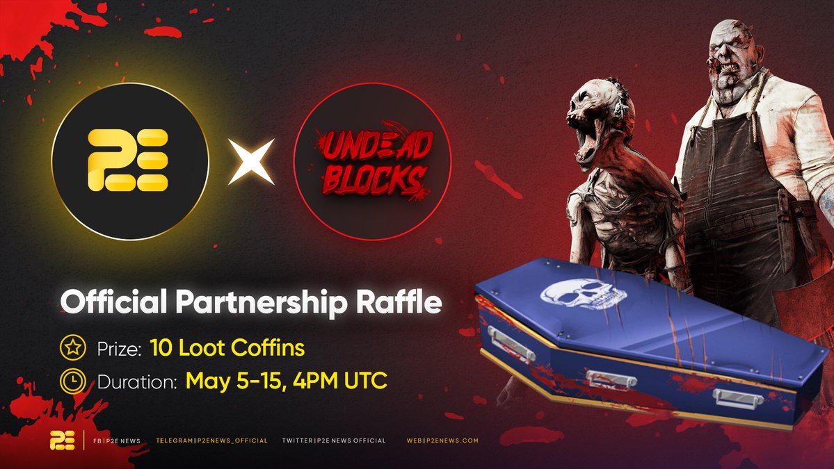 P2ENewsOfficial's tweet photo. The Undeadblocks have arrived on P2ENews!

✅ Follow @UndeadBlocks and @P2ENewsOfficial
✅ Tag 2 friends
✅ Like and Retweet

10 Winners will receive 1 Undead Blocks Loot Coffin which will be drawn at 4PM UTC on May 15!
#UndeadBlocks #NFTGiveaway https://t.co/CNRTFIdHuO