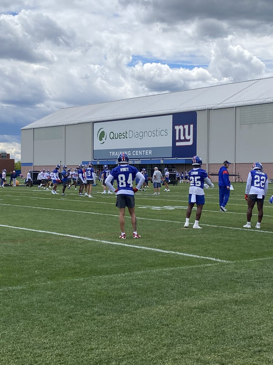 PLeonardNYDN's tweet photo. No reps for Giants WR Jalin Hyatt in 7-on-7 during first rookie camp practice. Looked good during individuals. https://t.co/BBKxGOnN2I