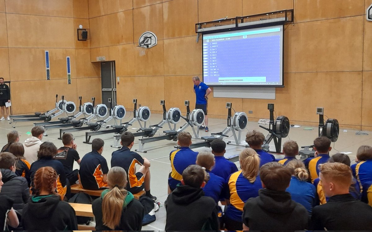 All set up to start the district rowing with 23 teams from year 7 and 8 (92 pupils), following on from last night's yr 5/6 event for 58 pupils. Thank you <a href="/Birchensale/">Birchensale Middle</a> for hosting. Every school across the 2 events won at least one individual or team medal!!