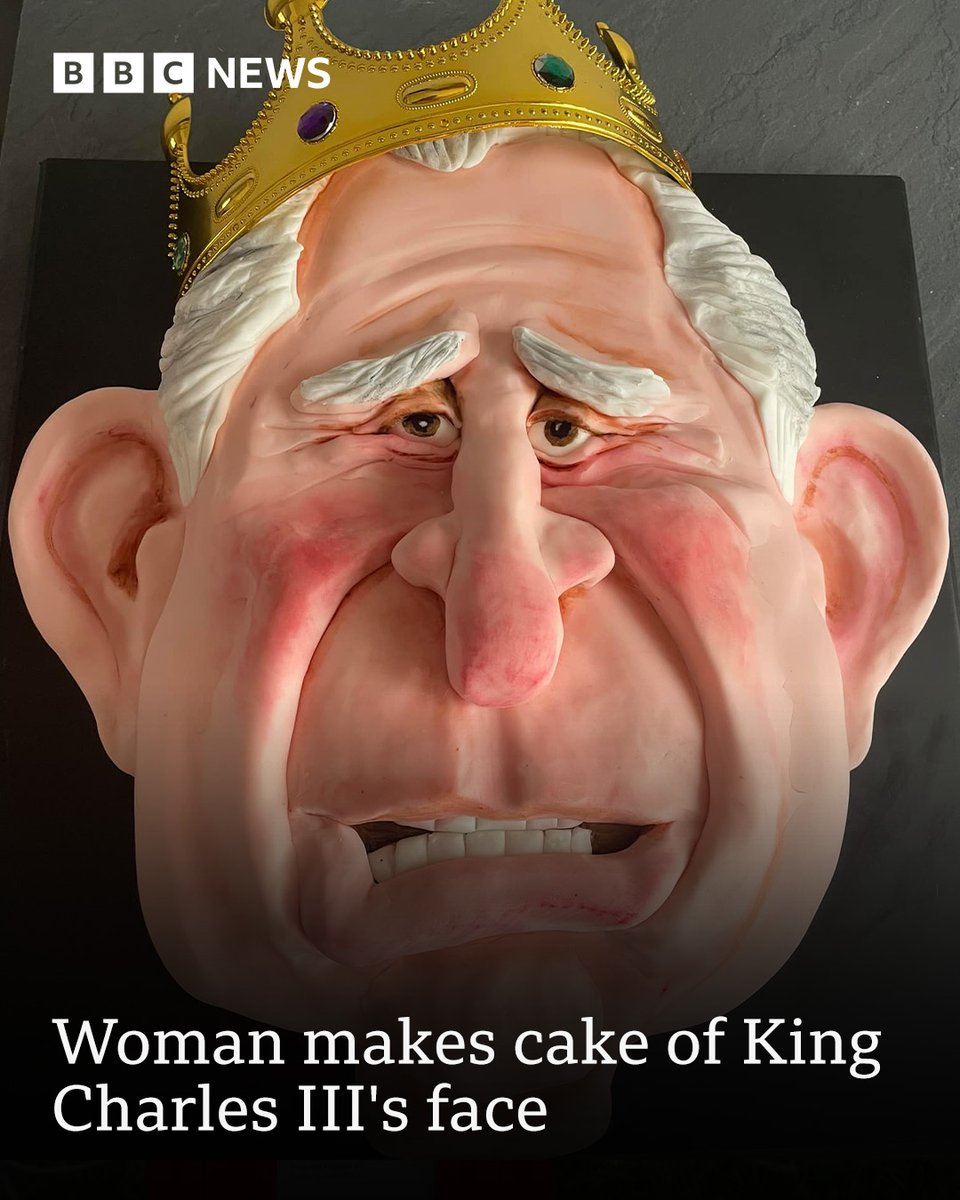 bbcemt's tweet photo. 😮 It's the spitting image of the King! 👑

Angela, who baked it, said: "I didn't think that it would go as crazy as it did."

Tap the link in bio to read more
.
.
.
#bbceastmidlands #derby #coronation #kingcharlesIII #baking #cakemaking #cake https://t.co/g9GCsYkfTN