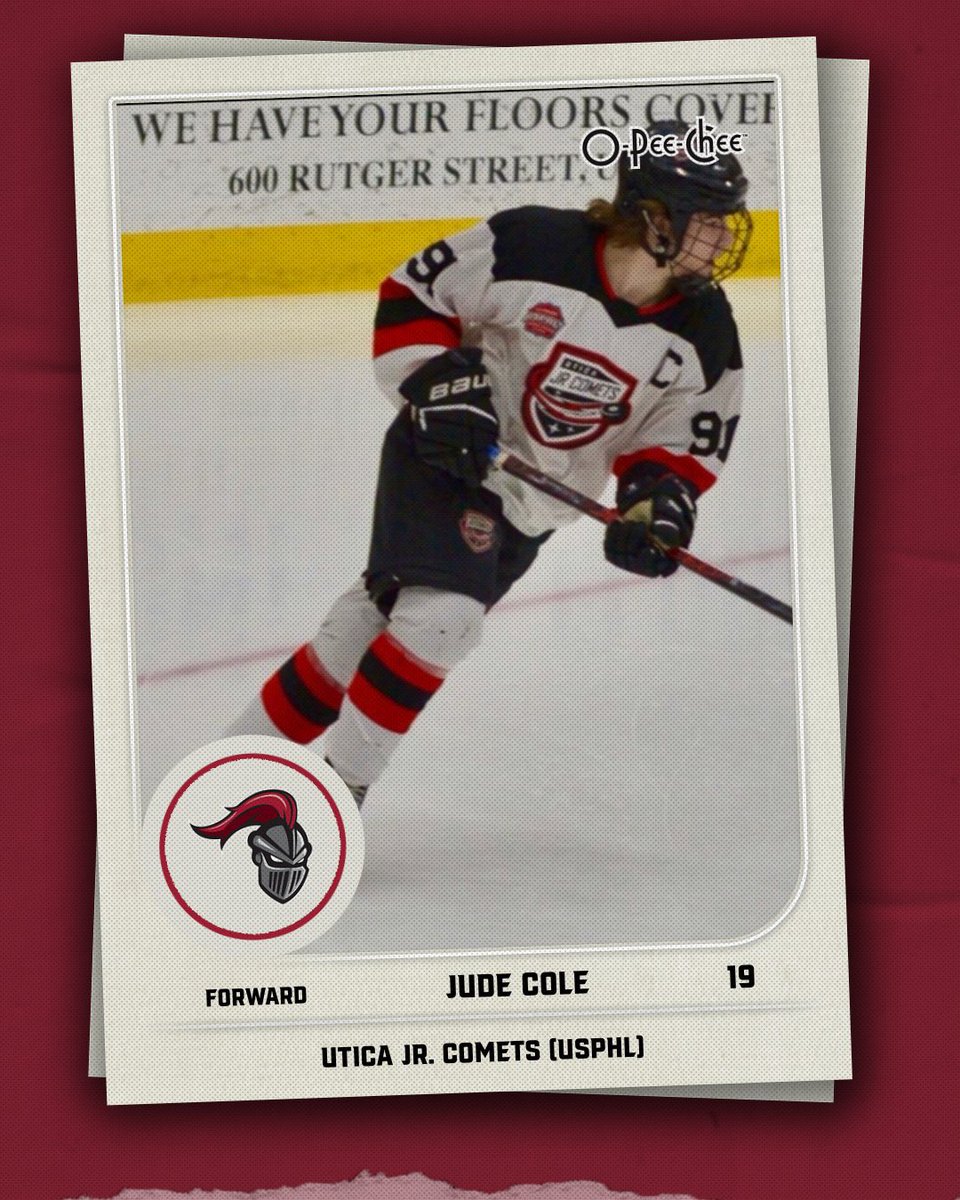 Next up we welcome Forward Jude Cole to the class of 2027!

⚔️ 22/23 Captain for the @uticajuniorcomets 
⚔️ 19/20 Rochester Monarchs NCDC
⚔️ 101 career USPHL points 
📍Honeoye Falls, NY