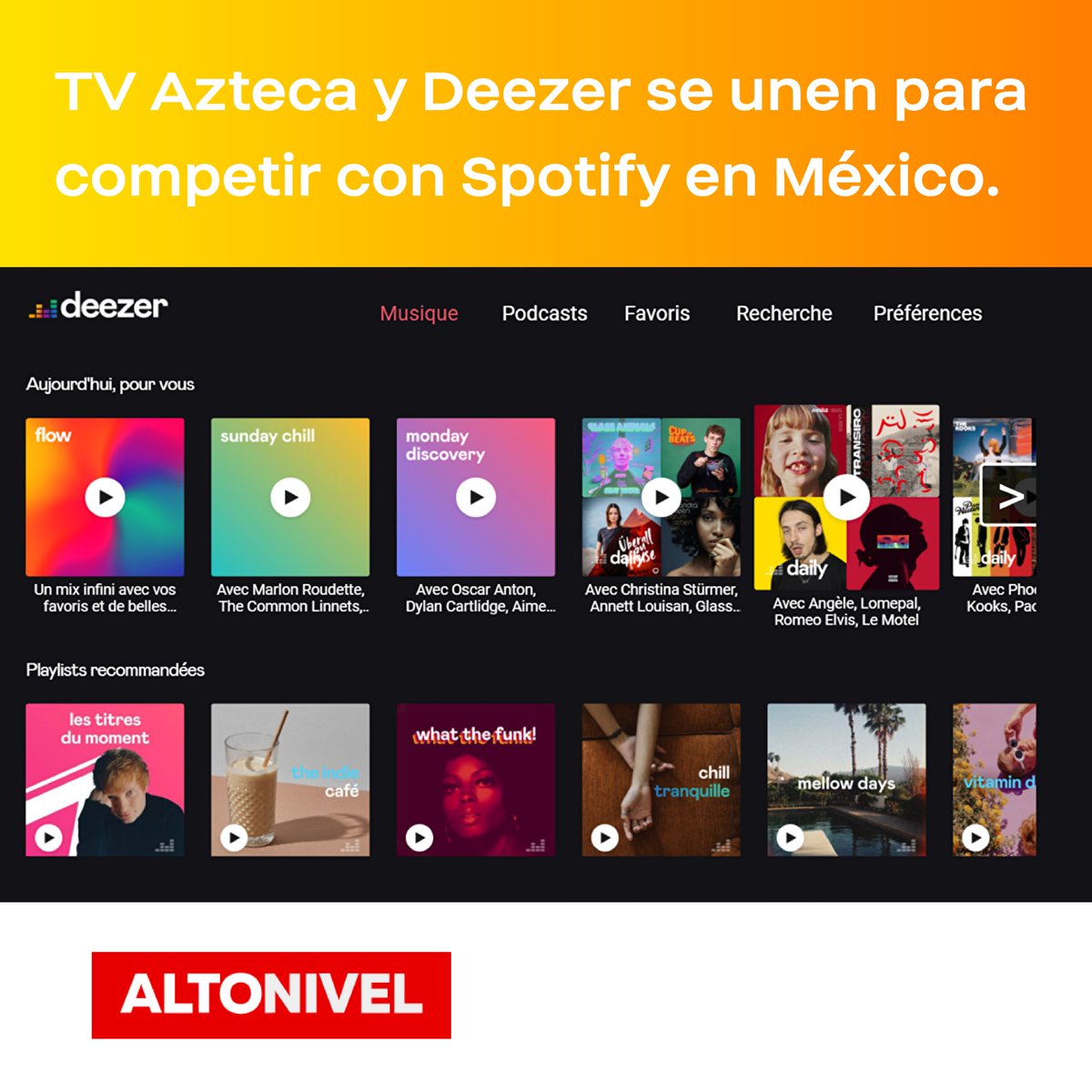 aztecaplay_mx's tweet photo. En 2020 regresa Deezer a México ofreciendo mucha más oferta musical y con mayor calidad de audio “Dilo con Música, dilo con Deezer”. #AztecaPlay
.
.
.
.
In 2020 Deezer returns to Mexico offering a much greater musical offer and with higher audio quality. https://t.co/GoCrLyQEcU
