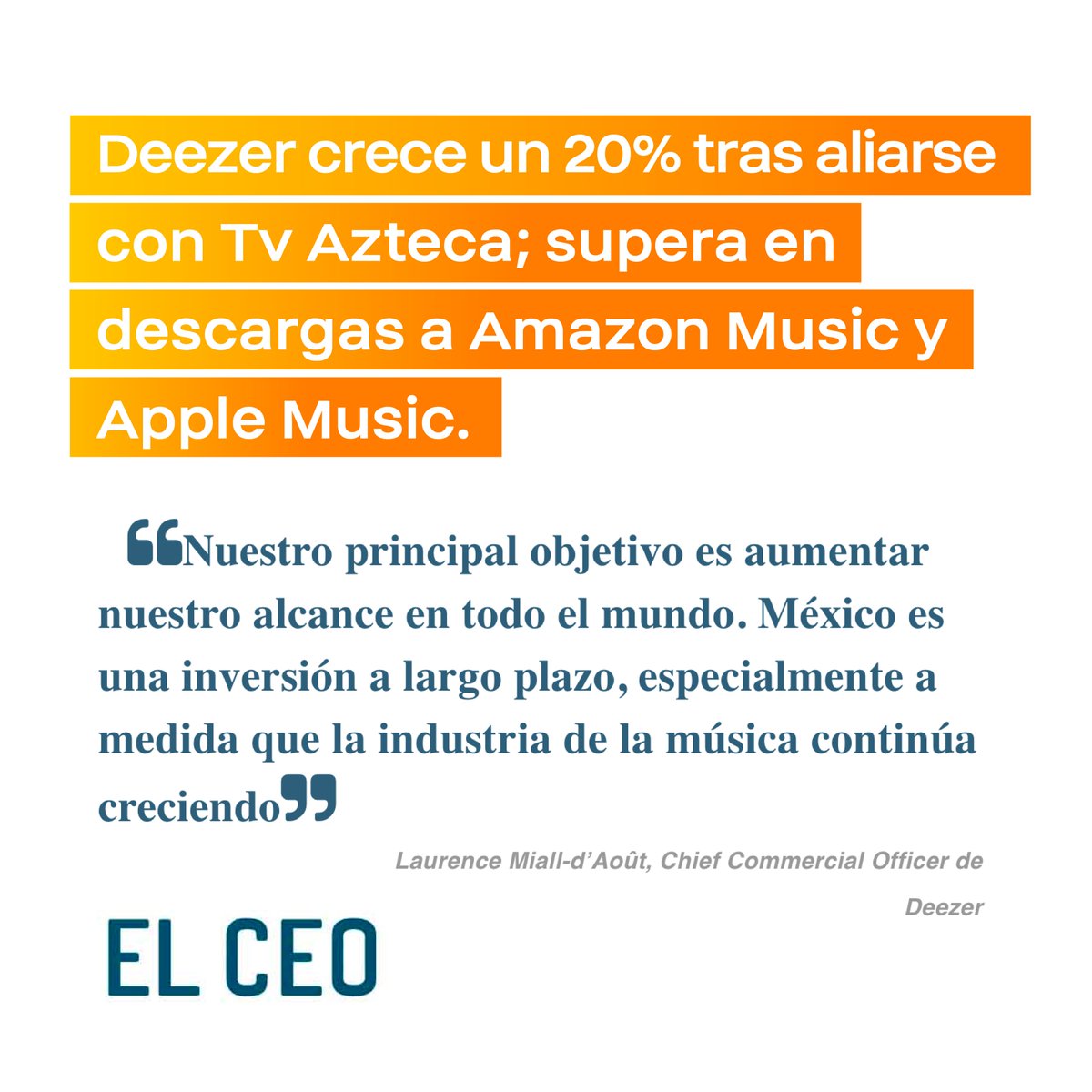 aztecaplay_mx's tweet photo. En 2020 regresa Deezer a México ofreciendo mucha más oferta musical y con mayor calidad de audio “Dilo con Música, dilo con Deezer”. #AztecaPlay
.
.
.
.
In 2020 Deezer returns to Mexico offering a much greater musical offer and with higher audio quality. https://t.co/GoCrLyQEcU