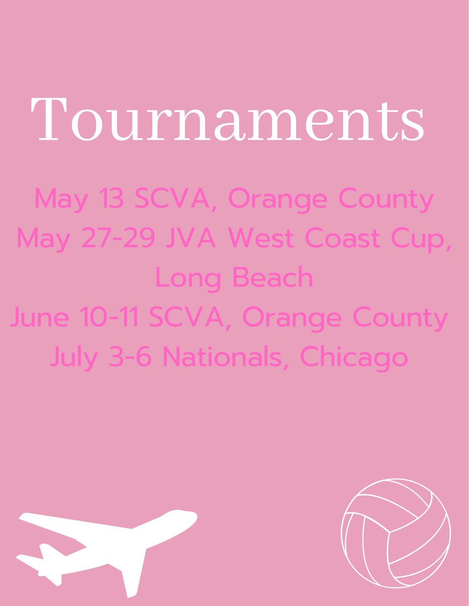 Remaining club tournaments for the season! 🏐❤️