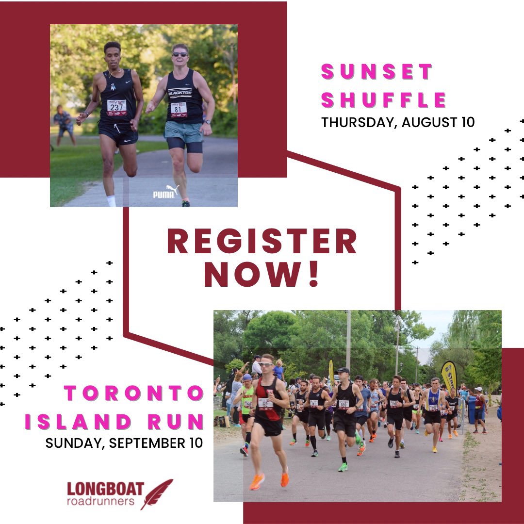LongboatRR's tweet photo. Registration is now live for both the Longboat Toronto Island Run &amp; the Sunset Shuffle! Link in bio to register. Be sure to take advantage of the early bird pricing &amp; sign up ASAP! https://t.co/WJfxg8Axca