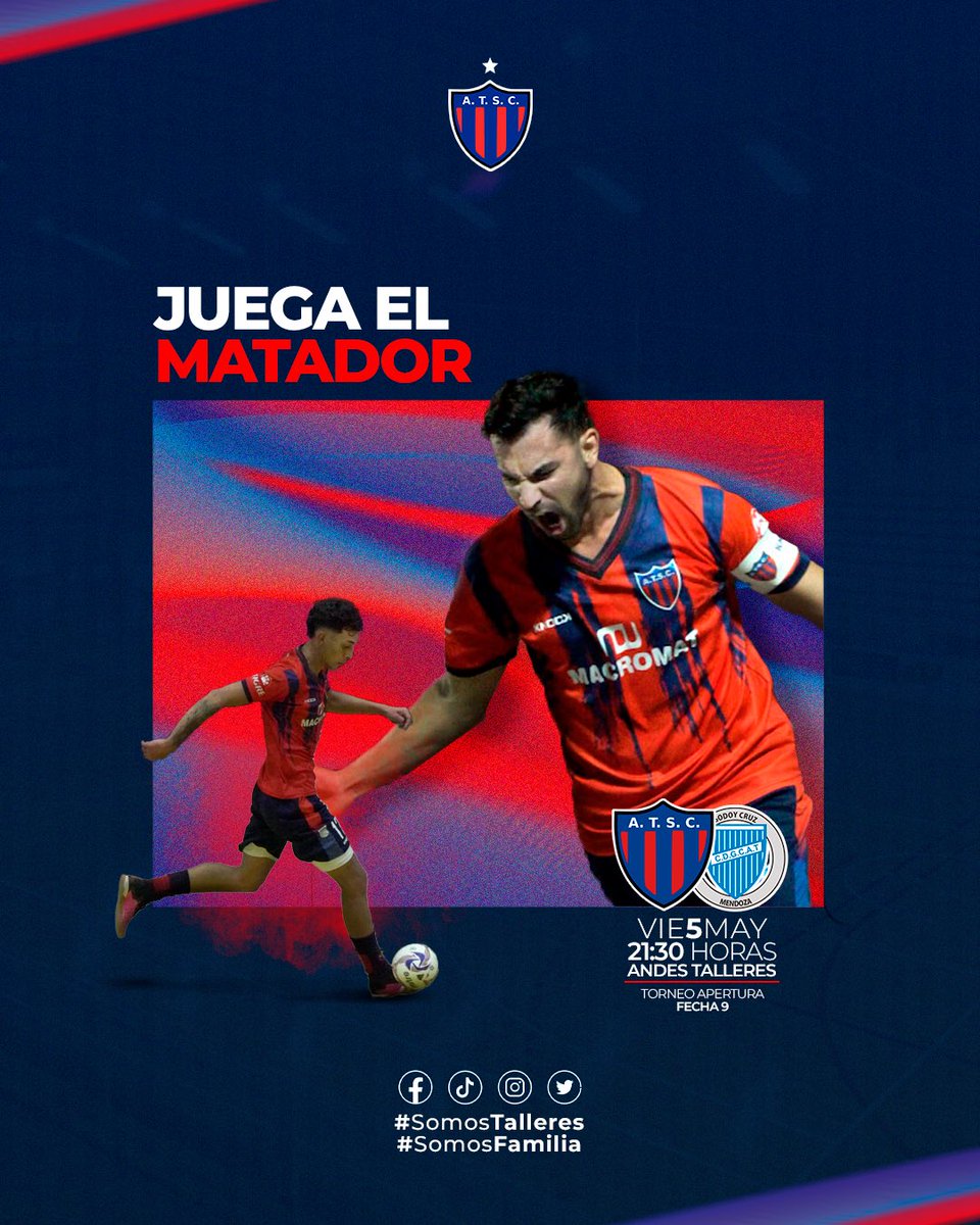 atscfutsal's tweet photo. #PrimeraA | #TorneoApertura | F9 

🫡 VOLVEMOS 

⚽️ Andes Talleres “A” vs Godoy Cruz “B” 
🏟️ Andes Talleres 
⏰ 21:30 
🎟️ $200 

#SomosTalleres 
#SomosFamilia https://t.co/Bie1BwlefG