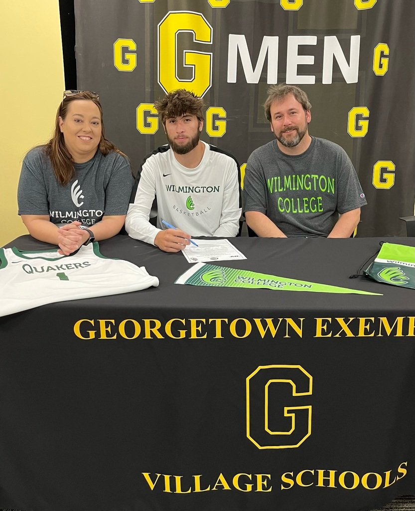 Gtown_Athletics's tweet photo. Congrats to Carson Miles and his family and coaches, as he signed this morning with Wilmington College to continue playing basketball. https://t.co/NM5xhml86G
