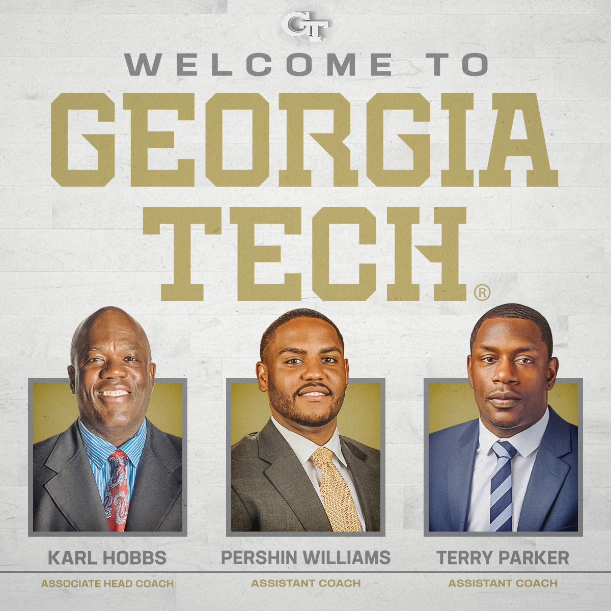 Georgia Tech Menโs Basketball (@gtmbb) on Twitter photo Welcome to The Flats!
<a href="/CoachKarlHobbs/">Karl Hobbs</a>
<a href="/CoachTPParker/">Terry Parker Jr</a>
<a href="/PershinWilliams/">Pershin Williams</a>
buzz.gt/gtmbb-staff23 Welcome to The Flats!
<a href="/CoachKarlHobbs/">Karl Hobbs</a>
<a href="/CoachTPParker/">Terry Parker Jr</a>
<a href="/PershinWilliams/">Pershin Williams</a>
buzz.gt/gtmbb-staff23