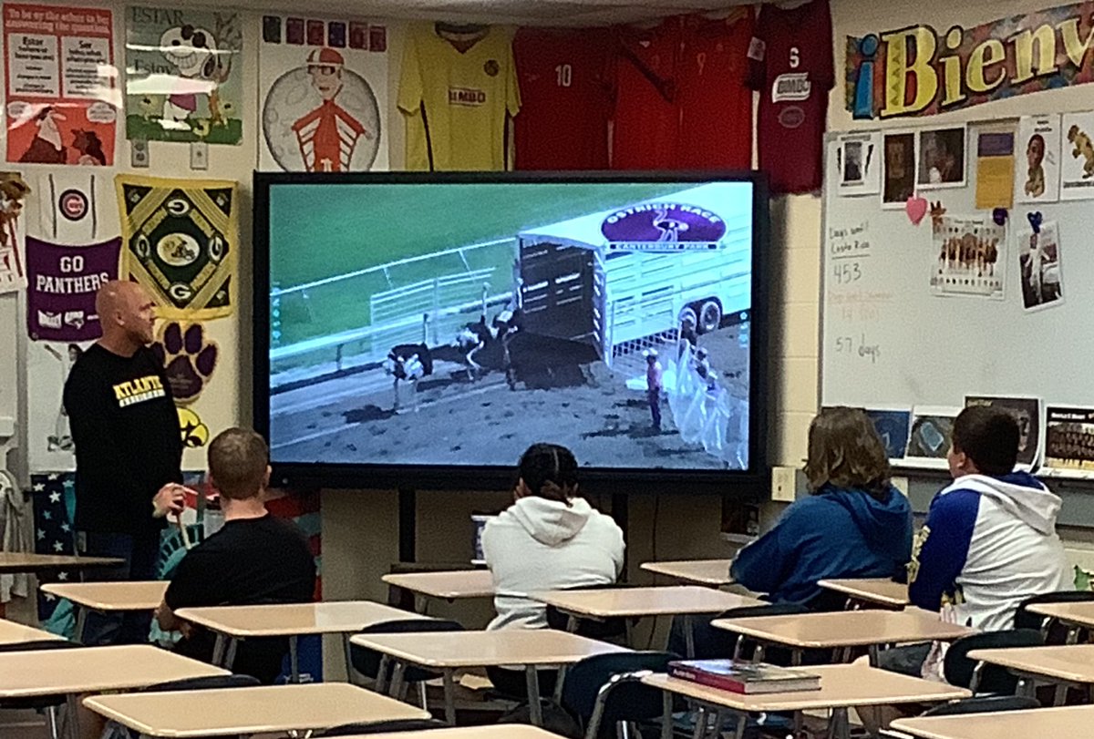 After an hour of speaking Spanish, the Spanish 3 class takes a break by watching Ostrich Races!