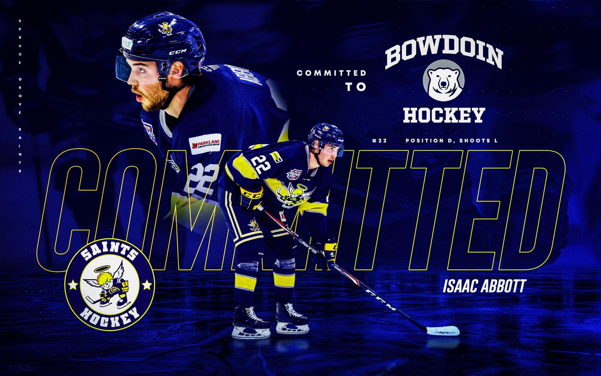 COMMITMENT ALERT!

We are proud to announce 19-year-old defenseman Isaac Abbott has committed to Bowdoin College!

Join us in congratulating Isaac and his family on his commitment.

Read more here --> sprucegrovesaints.ca/isaac-abbott-c…

#AJHL | #SaintsNation