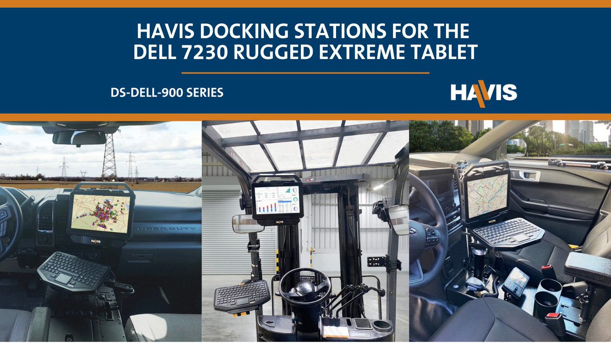 Efficiently manage and maximize productivity across public safety, warehouse & logistics, and energy & utilities with Havis's Docking Stations for @DellTech's 7230 Rugged Extreme Tablet.   #HavisRugged #americanmade #HavisSolutions #mobileproductivity #innovativetechnology