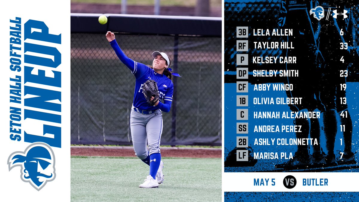 SHUSoftball's tweet photo. How we're lining up in game one!

#HALLin🔵⚪ https://t.co/8tWkweTHRq