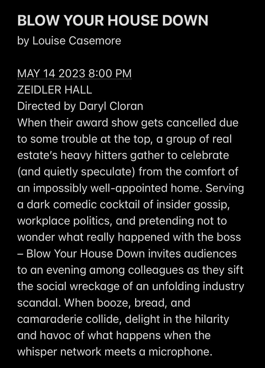 *deliriously excited squealing*

BLOW YOUR HOUSE DOWN
by Louise Casemore
Directed by Daryl Cloran

A workshop and reading presented by @citadeltheatre’s Collider Festival.
May 14th, 8pm
Ziedler Hall
Tickets are free!
#yeg #yegarts #newplays 
💨 🏡 🧨