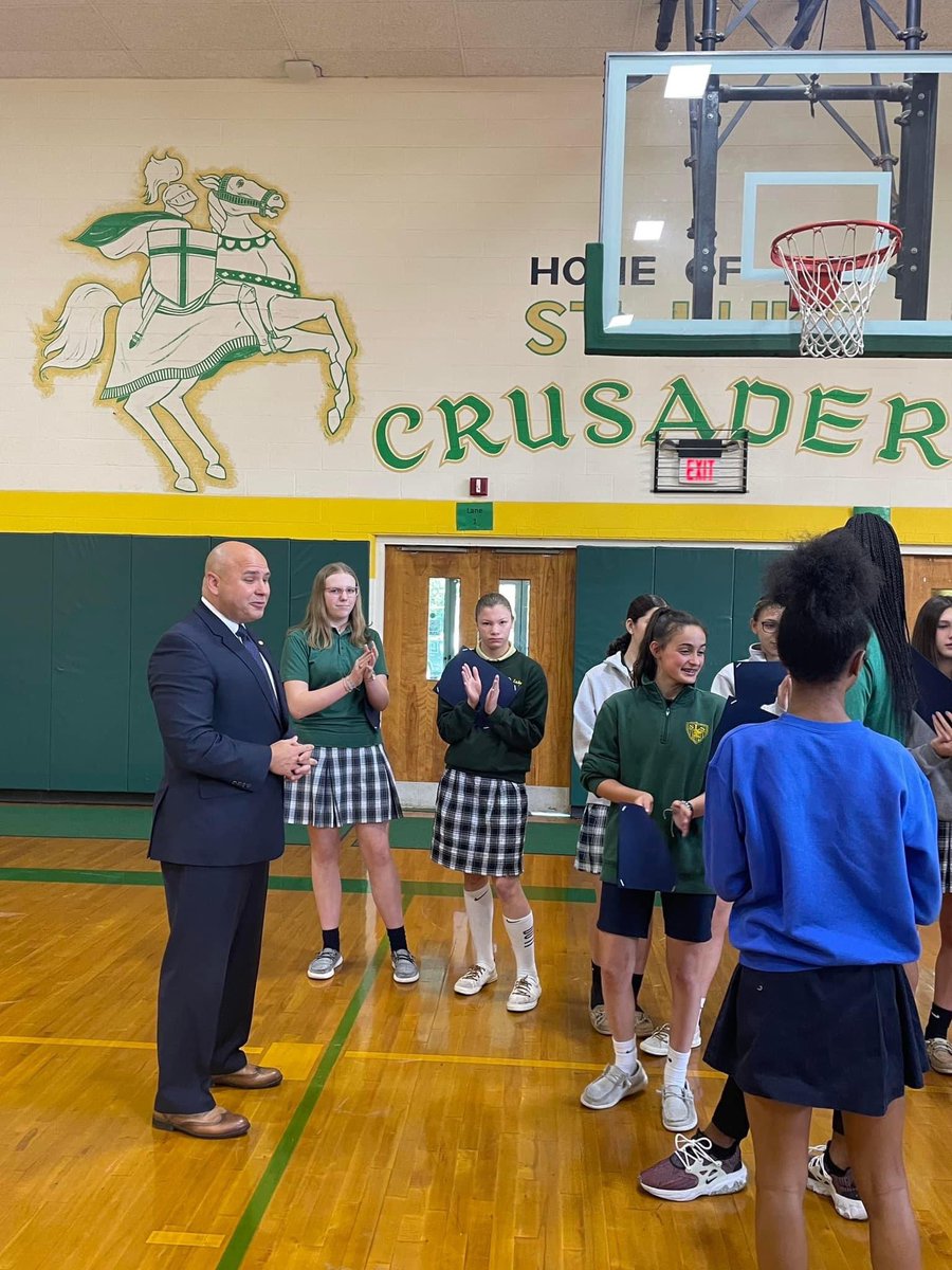 BobMerski's tweet photo. We are so proud of the 7th and 8th grade girls varsity basketball team at St. Luke’s School. They were undefeated in the diocesan league, and placed 5th in the state tournament. We were honored to present them with certificates from the House.  Congratulations, Lady Crusaders! https://t.co/PzSH3e1Yk0