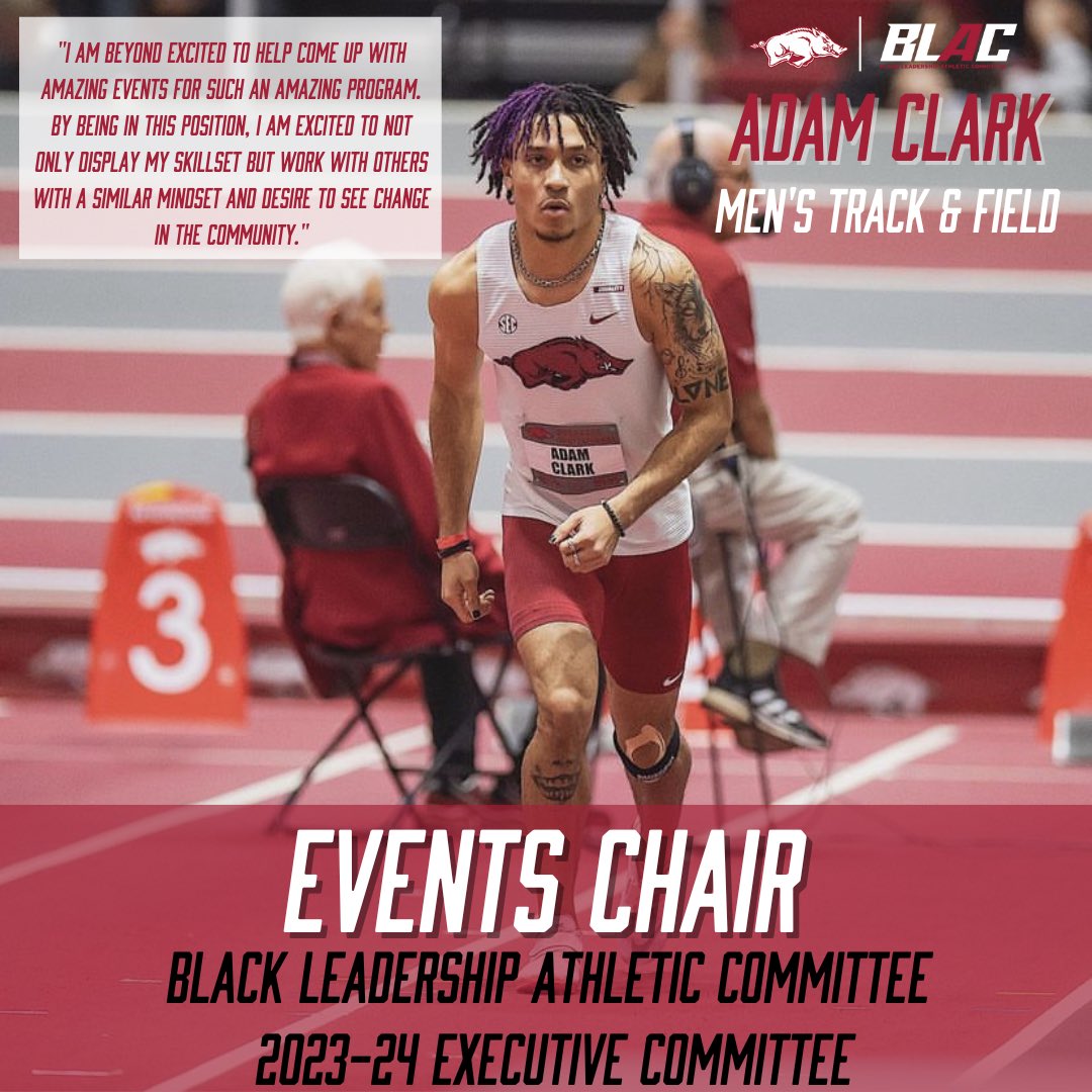 Our Events Chair position will be held by <a href="/Adamclark867/">Adam Clark🦋</a> from <a href="/RazorbackTF/">Arkansas TF/XC</a>. Be sure to stay tuned for the amazing things he has planned for us! 

#uniteasonerazorback