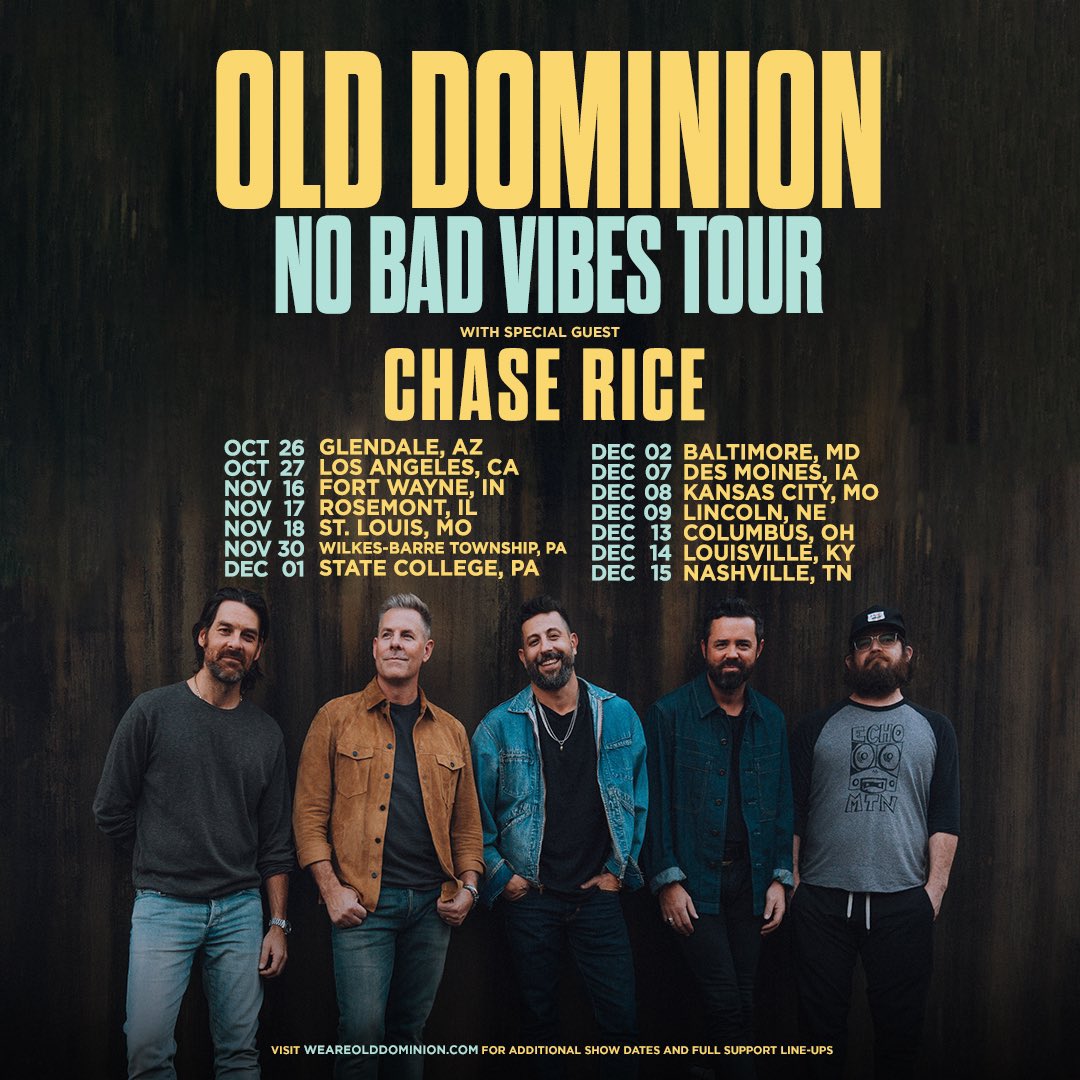 Chase Rice (@chasericemusic) on Twitter photo Old Dominion No Bad Vibes Tour on sale now. Go grab your tickets looking forward to hitting the road with the guys 🤘🏼 <a href="/OldDominion/">Old Dominion</a> Old Dominion No Bad Vibes Tour on sale now. Go grab your tickets looking forward to hitting the road with the guys 🤘🏼 <a href="/OldDominion/">Old Dominion</a>