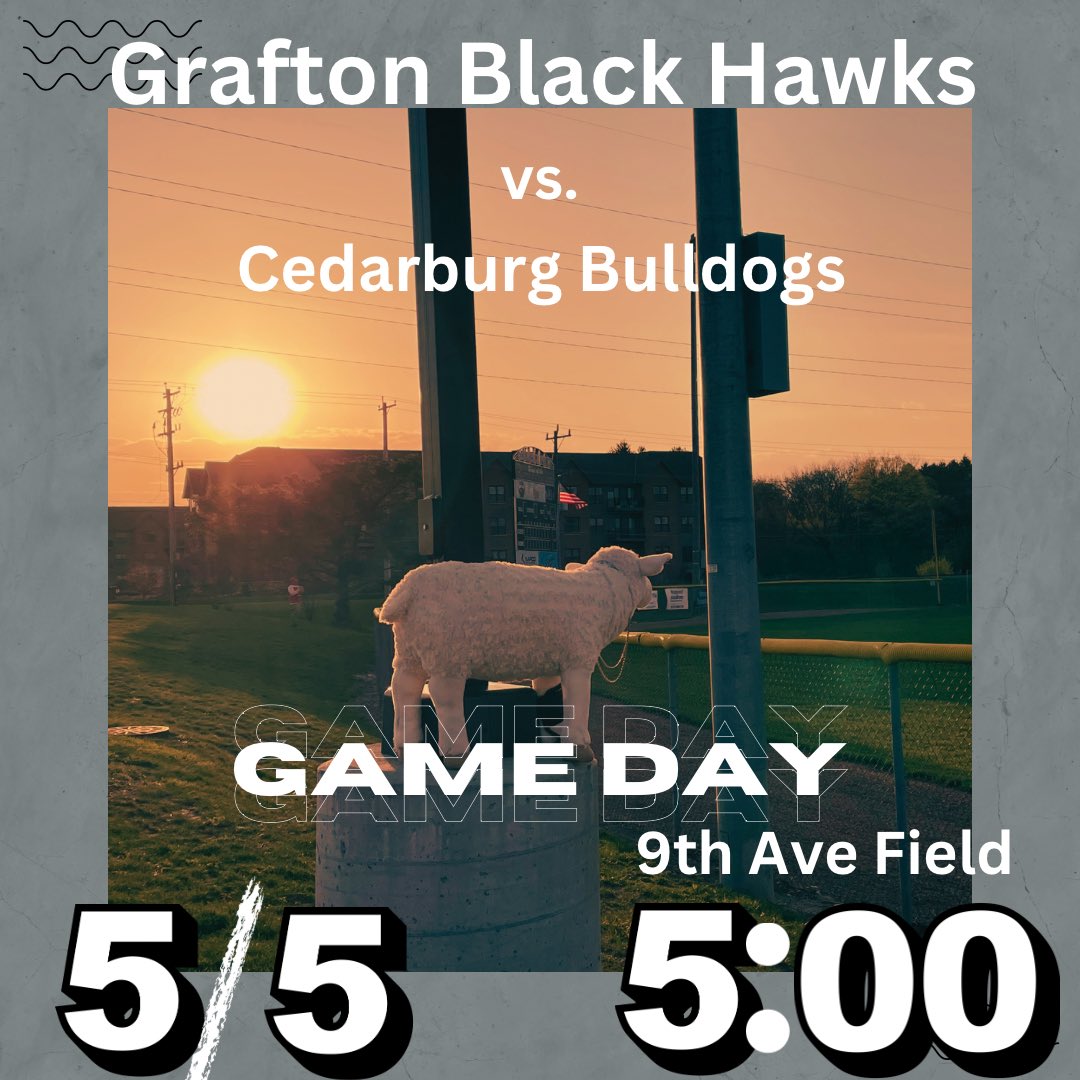 RESP3CTtheGAME's tweet photo. Friday night at the ballpark. Grafton vs. Cedarburg. Free admission for the first 500 fans. Be there! #blackhawkpride https://t.co/a3TnrKkXCo