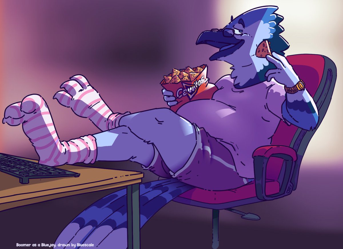 Good afternoon hello yes I have eaten the chips and will be a bluejay for the summer (or if I stop eating the chips) as a result. Thank you for understanding. Art by @Bluescale_, please follow their links for more bird related content.