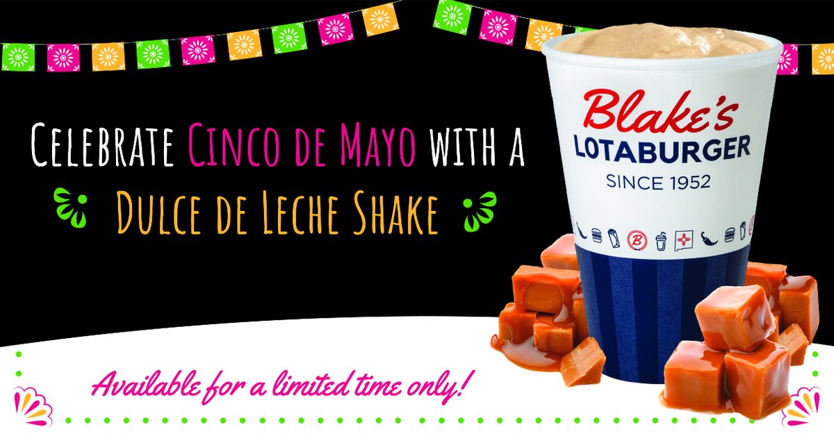 REALBlakesLota's tweet photo. Celebrate Cinco de Mayo with a Dulce de Leche Shake from Blake’s! Available for a short time. #cincodemayo #blakeslotaburger #lotaburger #dulcedeleche #shake #milkshake #newmexicotradition #newmexicotrue #nmtrue #nmtradition https://t.co/2qVOA2w2Cb