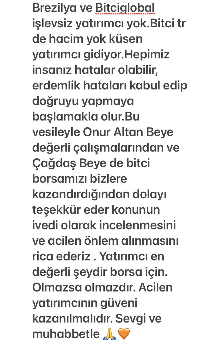 cryptodervishi's tweet photo. Değerli BİTCİ yönetimi ve yatırımcı arkadaşlarteşhis ettiğimiz bazı aksaklıkları belirttik.Lütfen kimse şahsi algılamasın ancak 2,5 senedir borsamıza birlikte verdiğimiz emeklerin heba olmasına gönlümüz razı değil. #BitciYeniden #BitciFanTokenYeniden @bcagdascaglar @onuraltantan https://t.co/s3R3XfvPok