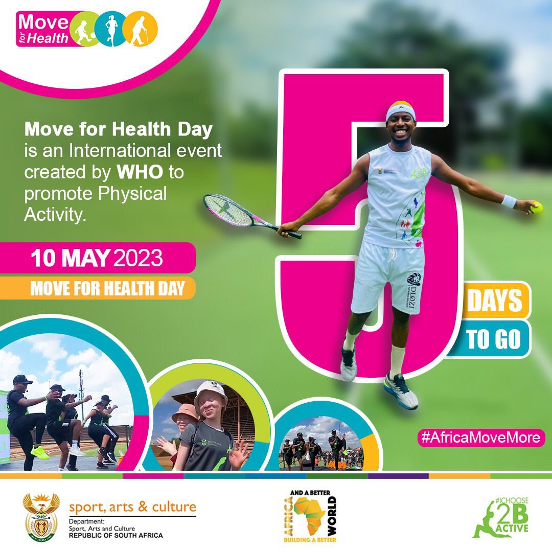 Ichoose2BActive's tweet photo. Move for Health Day is an International event created by WHO to promote physical activity. 

#AfricaMonth2023
#AfricaMoveMore
#YourBodyCan
#IChoose2BActive https://t.co/8dYfC0KM0R