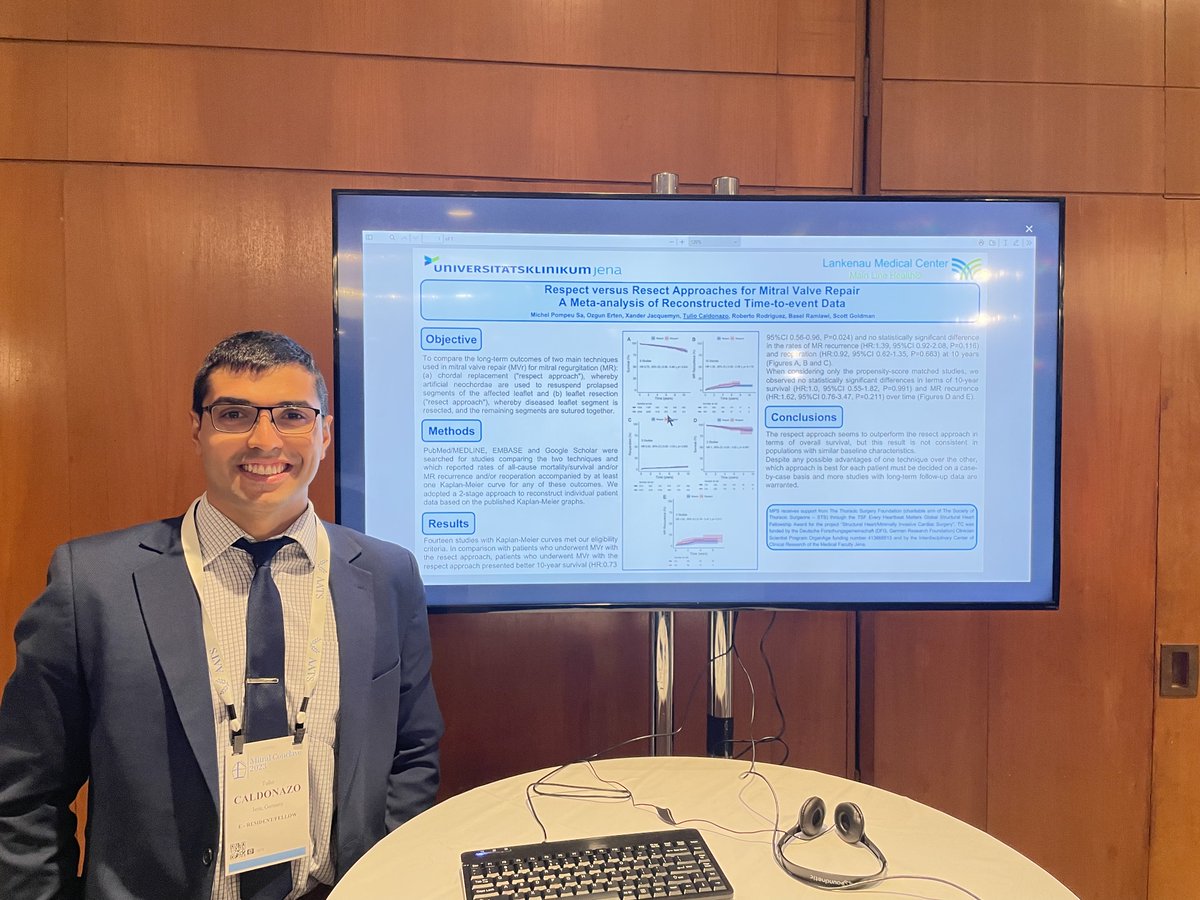 Tulio Caldonazo (@tuliocaldonazo) on Twitter photo Honored to share the findings of this cooperation with
<a href="/LankenauCVSurg/">Lankenau Heart Institute - Cardiovascular Surgery</a> at <a href="/AATSHQ/">AATS</a> #Mitral2023 🫀
❗The respect approach seems to outperform the resect approach in terms of overall survival, but this result is not consistent in populations with similar baseline characteristics❗ Honored to share the findings of this cooperation with
<a href="/LankenauCVSurg/">Lankenau Heart Institute - Cardiovascular Surgery</a> at <a href="/AATSHQ/">AATS</a> #Mitral2023 🫀
❗The respect approach seems to outperform the resect approach in terms of overall survival, but this result is not consistent in populations with similar baseline characteristics❗