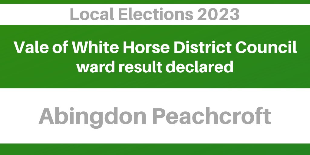 Mike Pighills (Lib Dem) and Max Thompson (Lib Dem) have been elected district ward members for Abingdon Peachcroft.  To view the full result, visit whitehorsedc.gov.uk/localelections…