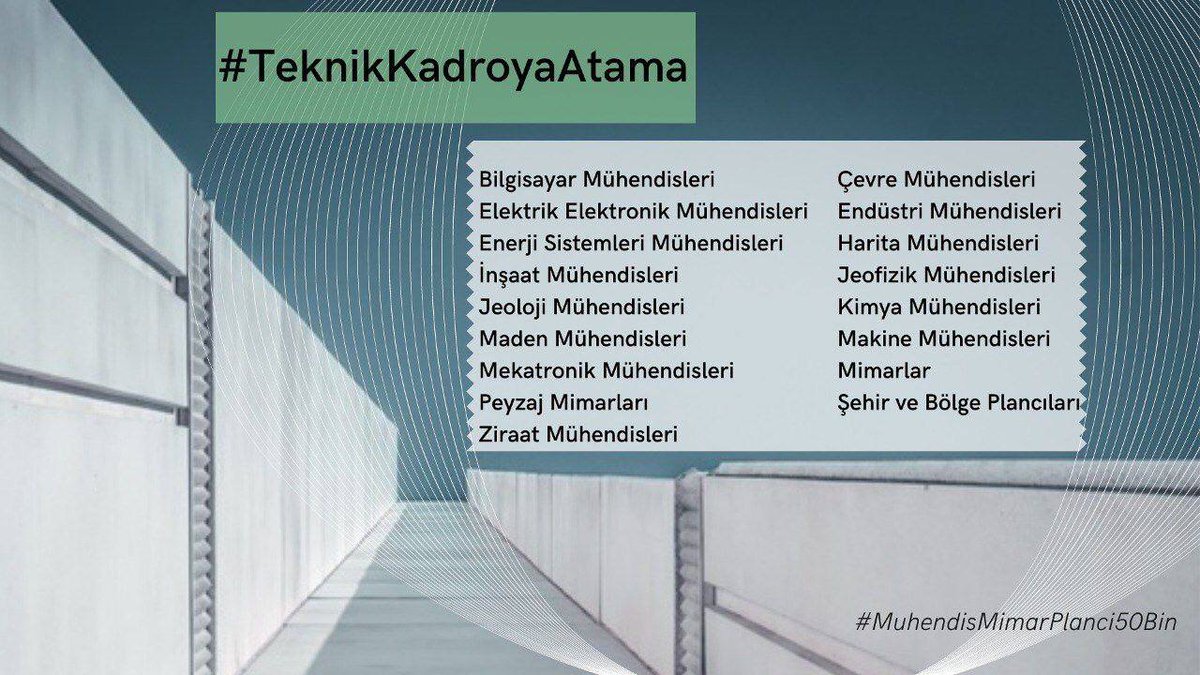 İhtiyacın fazla olduğunu bilinmesine rağmen binlerce mühendis, mimar ve şehir plancısı işsizliğe mahkum edilmiştir. Çağrımıza ses verin. <a href="/ersoyakif1/">Mehmet Akif ERSOY</a> <a href="/yamankaya/">Yaman Kaya</a> <a href="/MustafaArst/">Bağımsız Gazeteci</a> <a href="/ahmethc/">ahmet hakan</a>

#TeknikKadroyaAtama