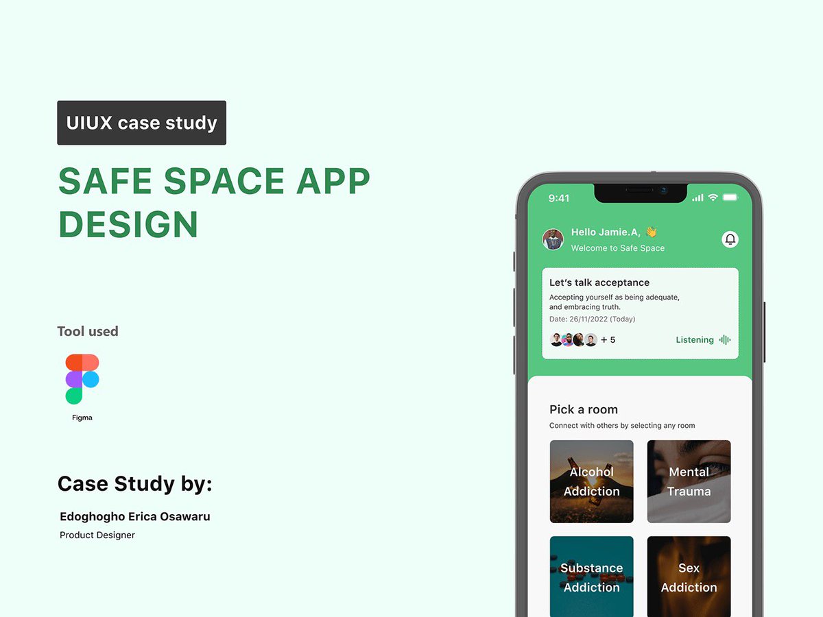 EricaOsawaru's tweet photo. @Daviowhite Did a case study on a Safe Space app
Do check it out and drop a comment or review 
Thank you 🙏🏽 
https://t.co/w4xZsZmjaa https://t.co/pKEwto2X02