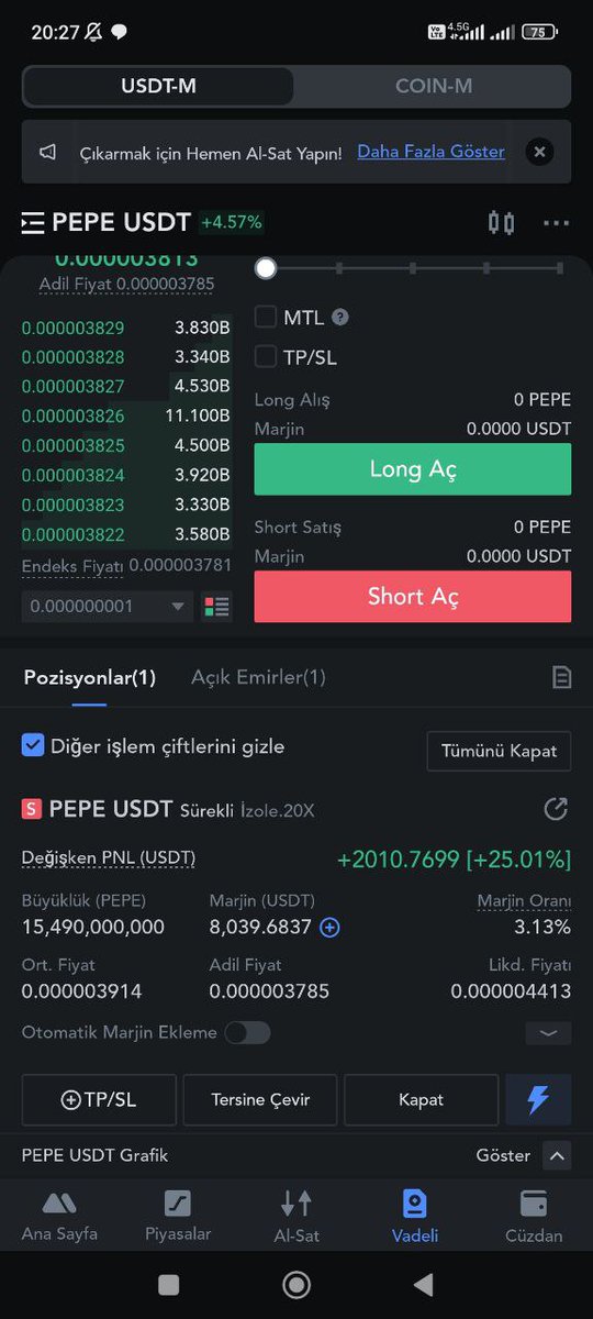 LAN İBAN SALLAYIN 
#pepecoin  #BİNANCE LİSTELENMESİYLE TOTAL 830 BİN TL KAZANDIK  SADECE SHORTTAN  DEVAMMM DEVAMM 
ADAMSIN PEPE :d