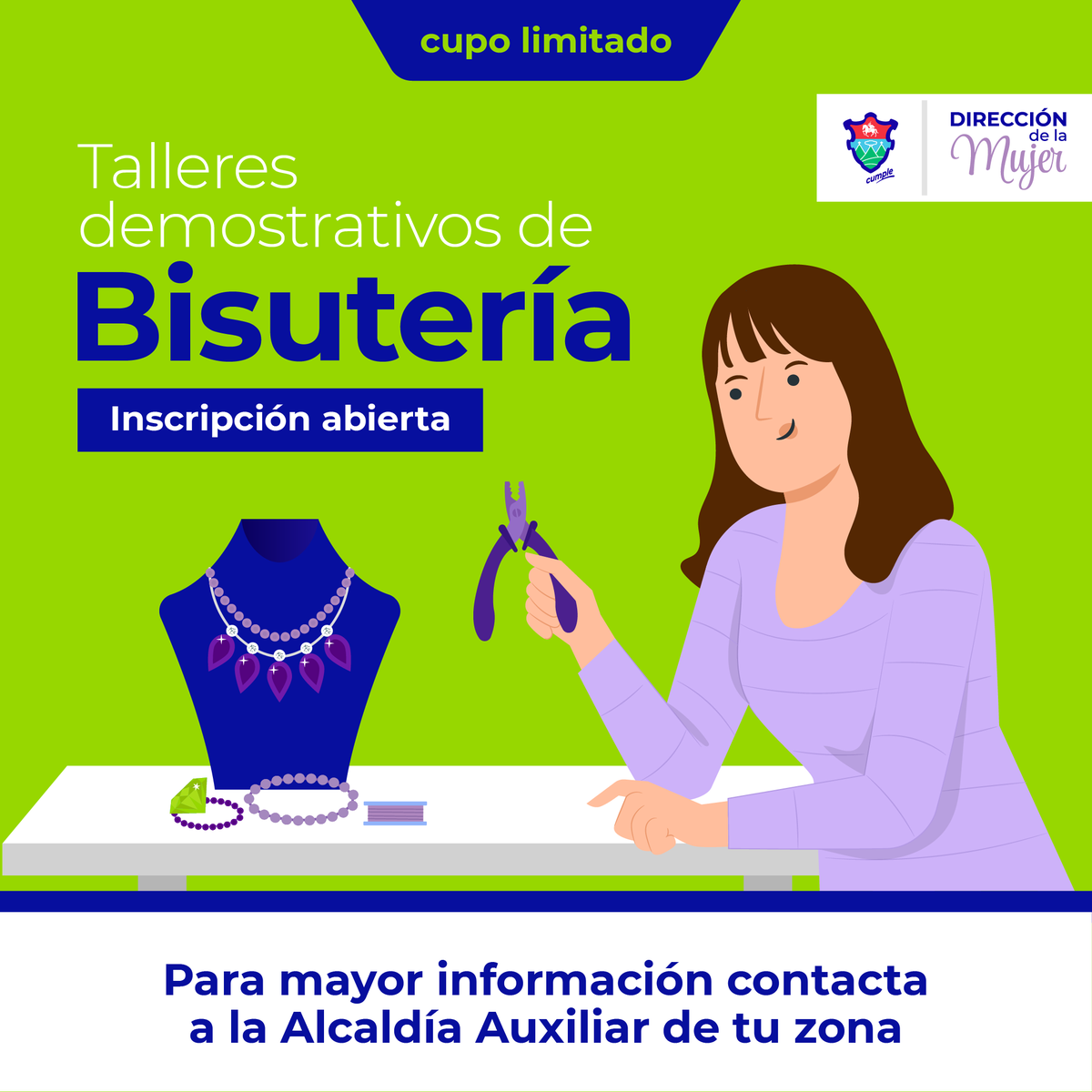 munimujer's tweet photo. Ya pueden inscribirse a los próximos Talleres Demostrativos de bisutería que se estarán llevando a cabo de forma presencial en las zonas 5, 6, 7, 11, 12, 13, 16, 18, 21 y 25.

Para más información comunícate con la Alcaldía Auxiliar de tu zona.
#DMMujer #MuniGuate https://t.co/M3IYPahLpd