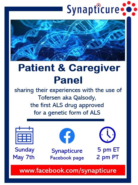 I am really excited for this panel as it will allow us to hear from people living with SOD1-ALS, SOD1 gene carriers, and caregivers about their experiences with Qualsody (Tofersen) and what the recent FDA approval means for them and for all of us.

RSVP at the link below.