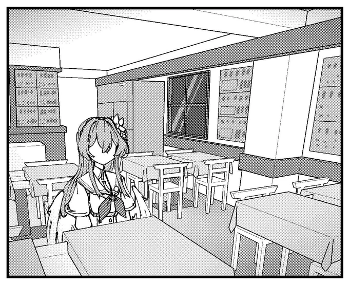 【ナギサ様のグルメwip】 背景こなれてきたけど、重いコマはBlenderでモデリングからやってるんで時間すごいかかる……。普通に背景も描いてる漫画家の人らマジで化物だって……。