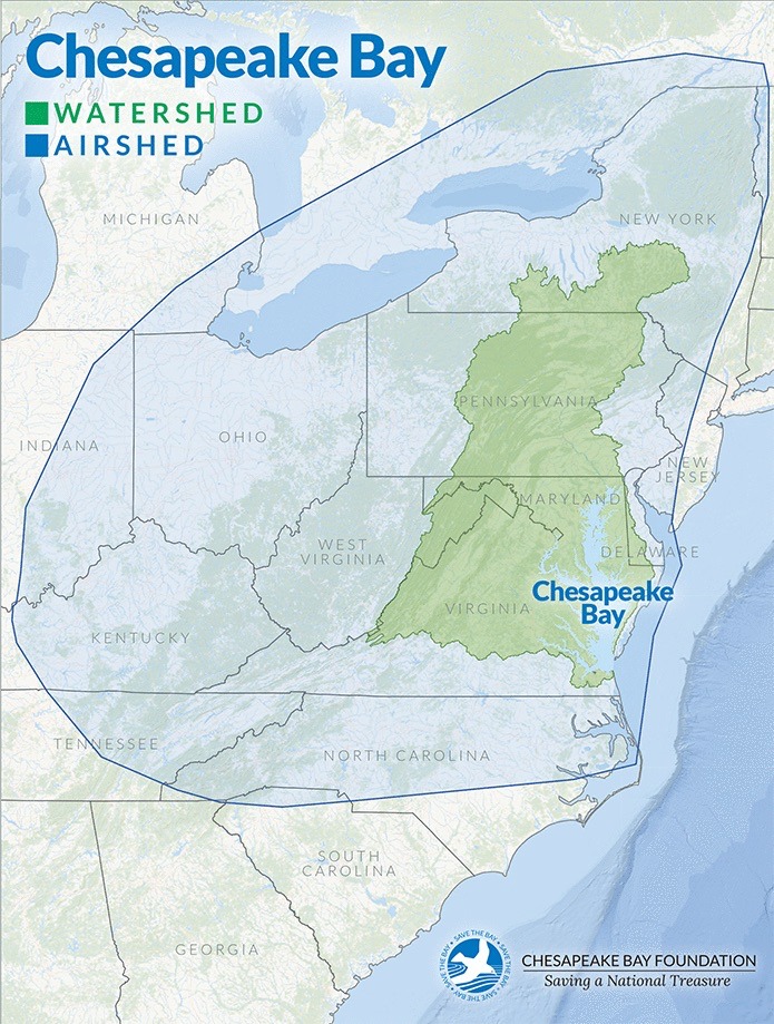 ChesConserv's tweet photo. #DYK the air around the Chesapeake Bay Watershed travels as far away as Canada? The size of our airshed can change depending on weather patterns at the time and reaches up to 540,000 square miles.

https://t.co/CKhoQtpNxl

@chesapeakebay https://t.co/Kyv9sPMDsS