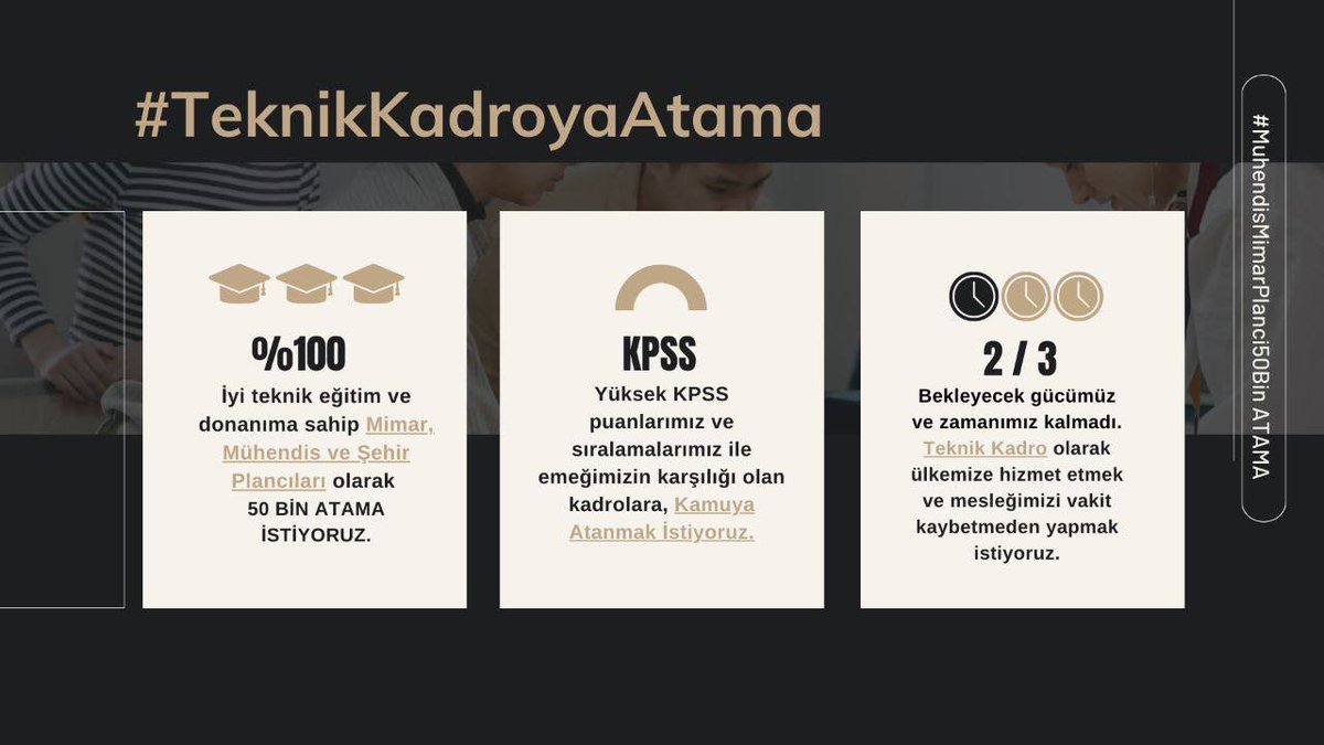 Mühendis mimar şehir plancıları atama bekliyor #haydee 50 bin atama...
#MuhendisMimarPlancı50bin