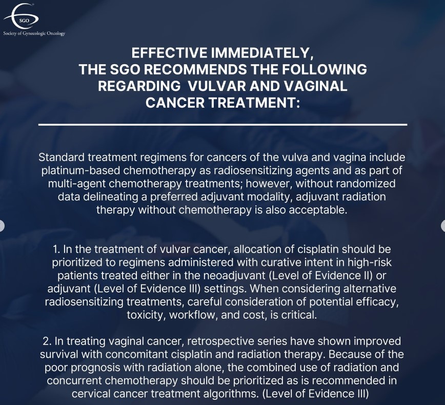 Here is a list of #vulvarcancer and #vaginalcancer treatment considerations.