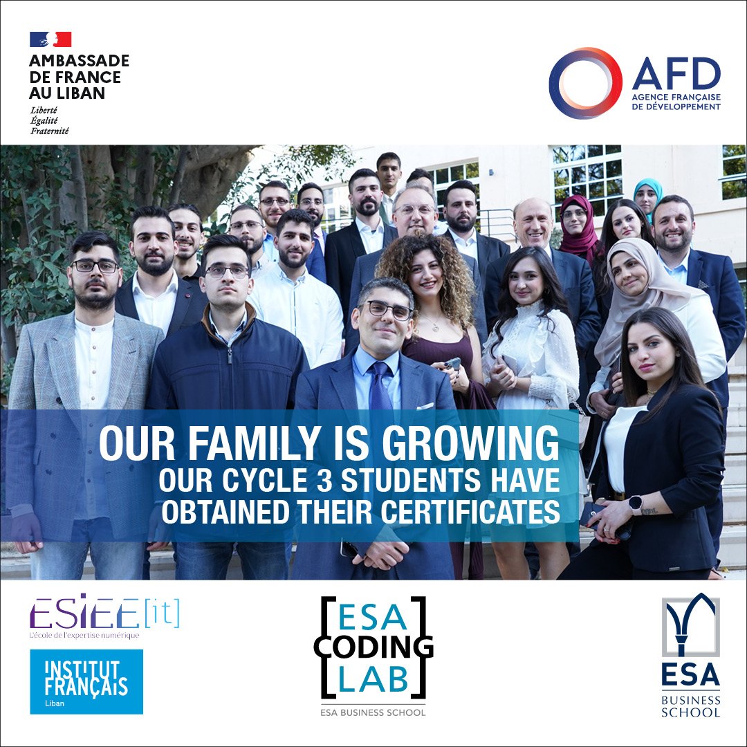 lab_esa's tweet photo. Our Family is growing ! 👩🎓🧑🎓
Cycle 4 journey has started 🏁
#esa #esabusinessschool #fullstackdeveloper #fullstackdev #fullstack #codinglab #coding #codinglife #esacodinglab #afd #esieeit #ambassadedefranceauliban https://t.co/uDHf5oTyjT