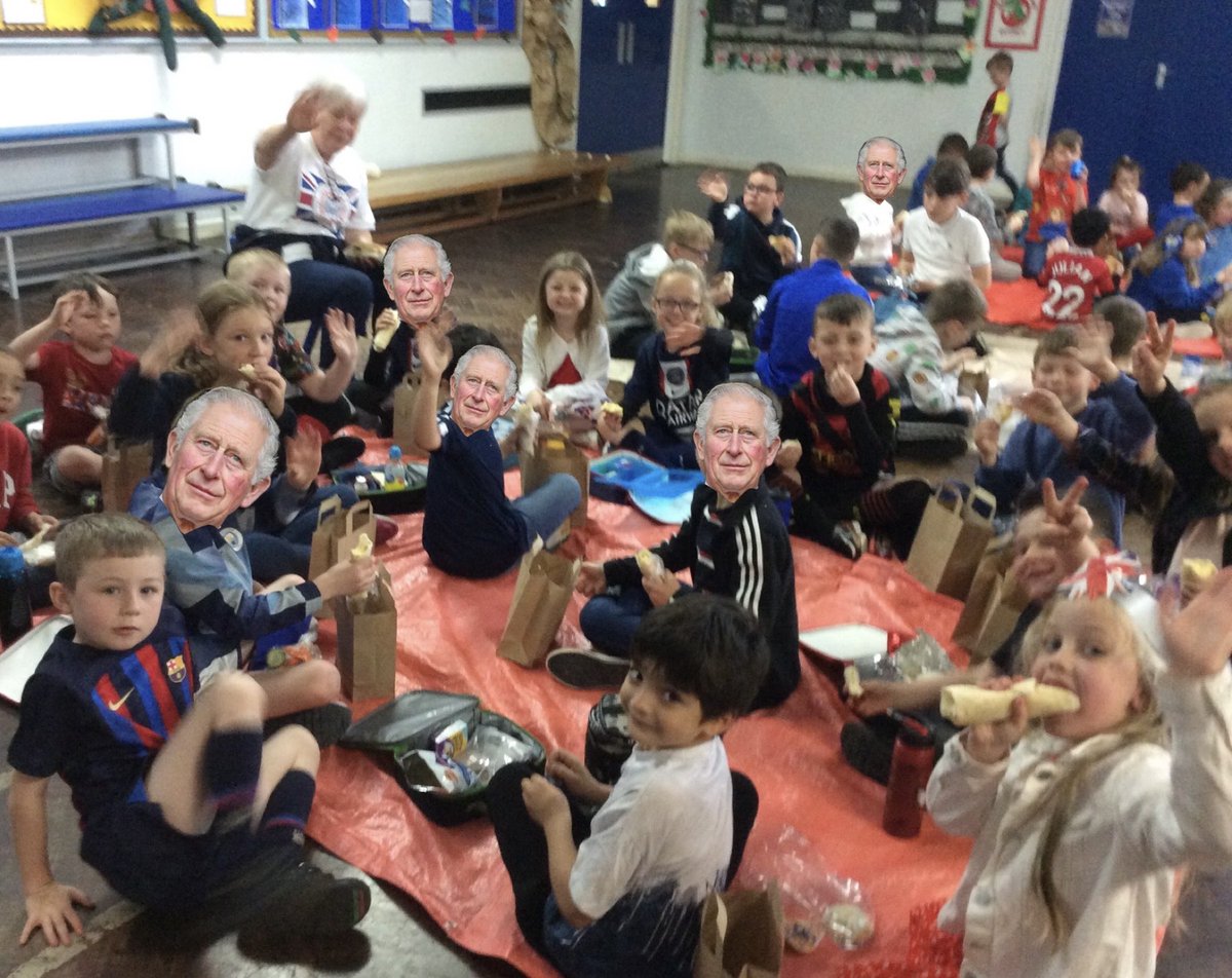 We don’t let the weather “reign” on our parade at Dane Bank! After a little shower, we relocated and  had a brilliant Coronation picnic in the hall 🇬🇧 👑