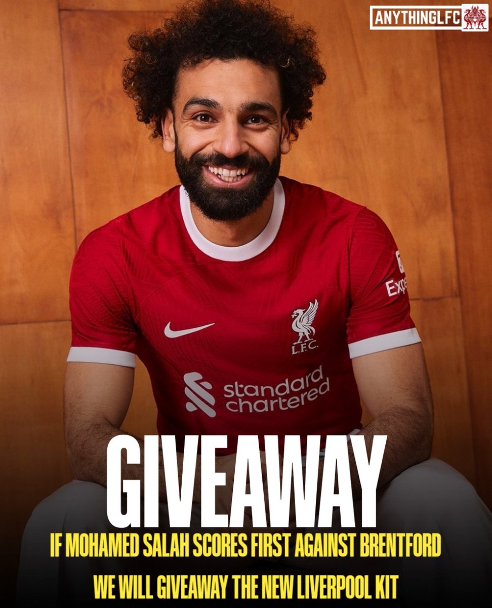 👕 COMPETITION: If Mo Salah scores first against Brentford, we'll giveaway the brand new Liverpool home kit 😍 To enter: 1⃣ RT this tweet ✅ 2⃣ Follow @AnythingLFC_ ✅ Winner announced after the game, good luck! 👊 #LFC