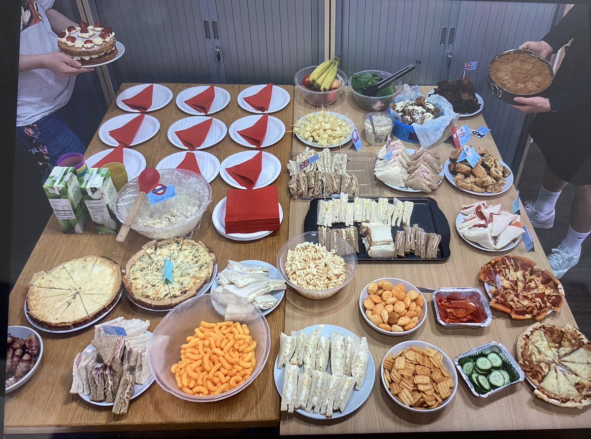 CamPiriePE's tweet photo. Great afternoon with the pupils preparing and making a classic British spread ahead of the coronation 🇬🇧 no chance swapping the sports hall for the kitchen just yet though 🤣 https://t.co/ioUi54z6il