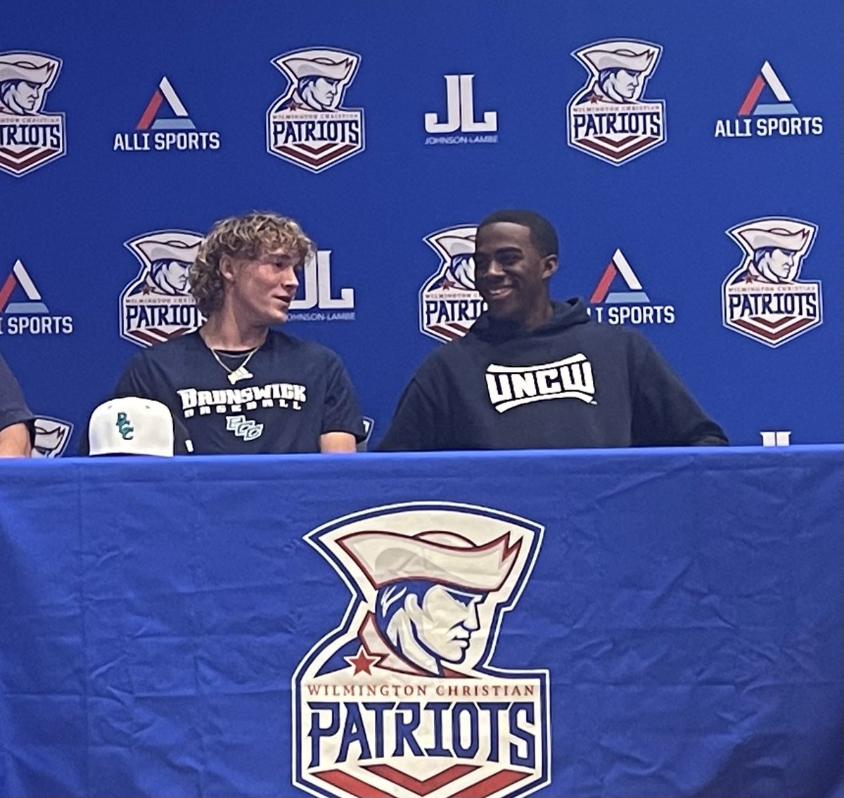 WCA_patriots's tweet photo. Congratulations @treypierce_ & @isaiah_hunter05 for signing your NLI to play baseball @bccfinsbaseball @UNCWBaseball respectively!
These guys have worked hard for this and they were also voted as @NCCSAAthletics All-State players this season! https://t.co/MdW6I9imFt