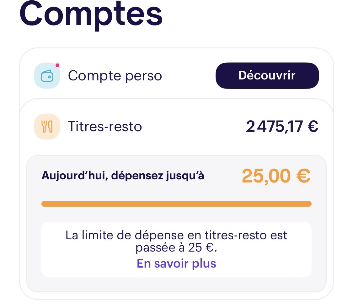 Il serait peut-être temps que je commence à utiliser ma carte tickets restau 😅
