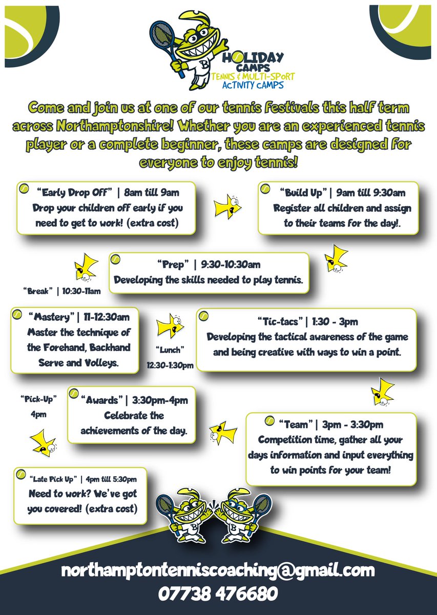 Half Term Tennis Festivals!

Spaces filling fast……

Book via our app. Download Northampton Tennis Coaching
