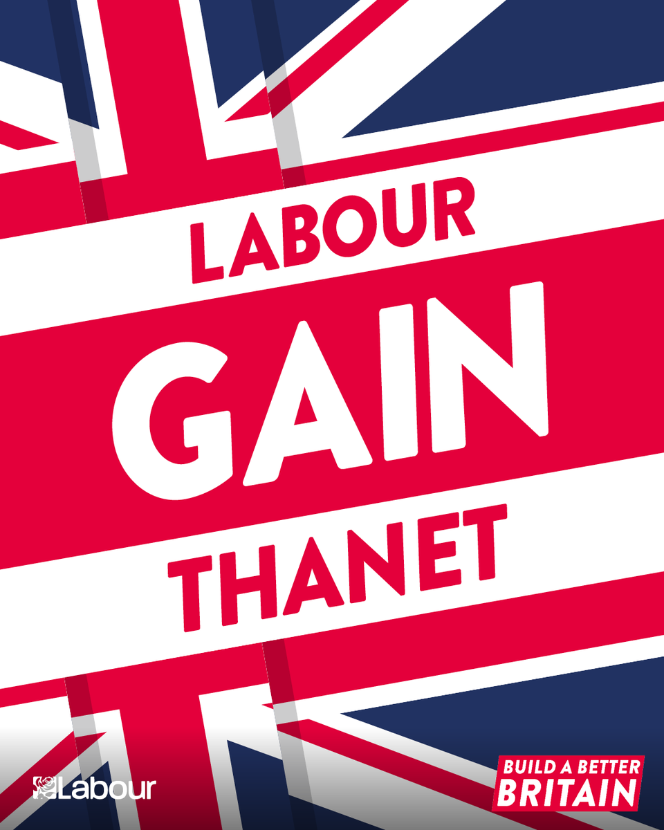 UKLabour's tweet image. Labour GAIN Thanet 🌹