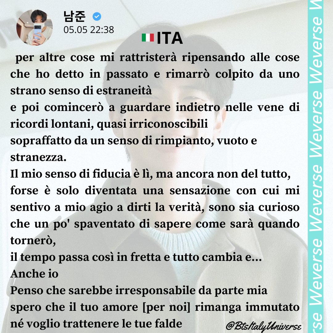 BtsItalyUni's tweet photo. 🇮🇹Nuovo momento su Weverse di Namjoon. 

🇬🇧New moment on Weverse by Namjoon.

#AgustD_SUGA_Tour 
#SUGA_AgustD_TOUR_in_NY #AgustD #SUGA #yonngi 
#BTS #방탄소년단 #nam #namjoon #kimnamjoon #rm #jin #seokjin #kimseokjin #hobi #jhope #hoseok #junghoseok #jimin #v #vbts #jk #Jungkook https://t.co/oXvOxpCaWr