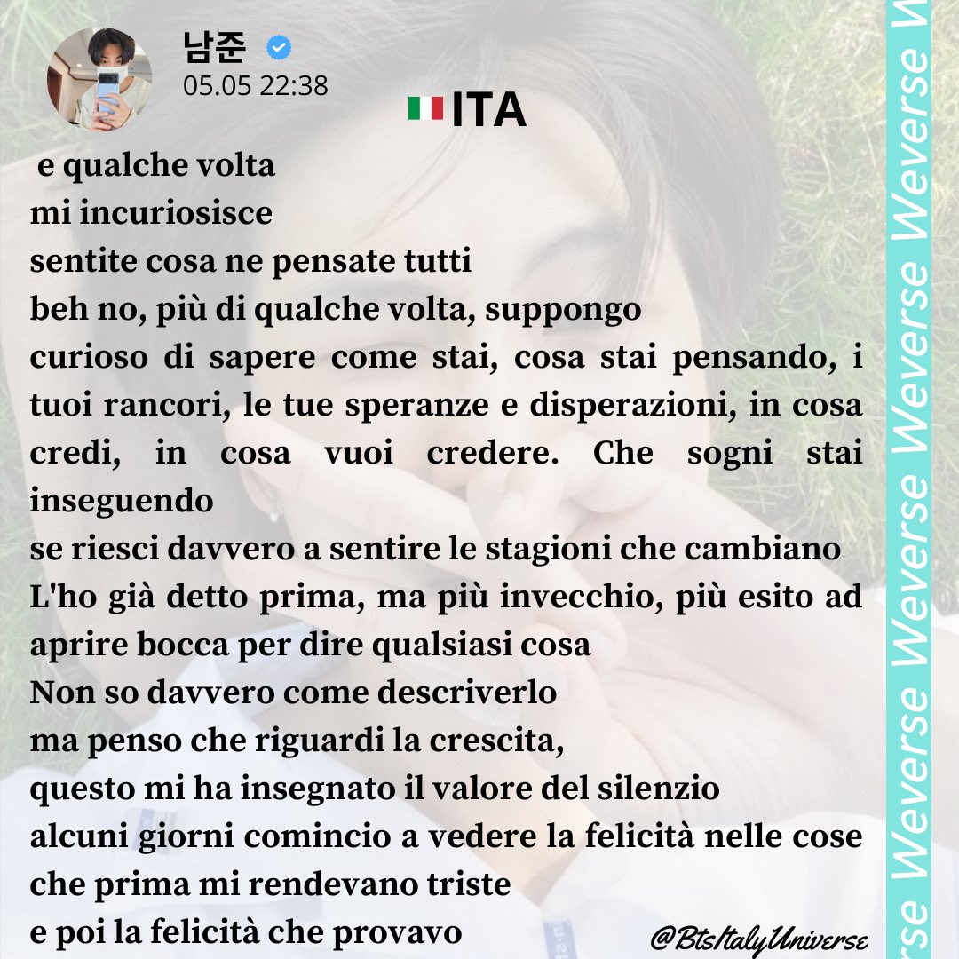 BtsItalyUni's tweet photo. 🇮🇹Nuovo momento su Weverse di Namjoon. 

🇬🇧New moment on Weverse by Namjoon.

#AgustD_SUGA_Tour 
#SUGA_AgustD_TOUR_in_NY #AgustD #SUGA #yonngi 
#BTS #방탄소년단 #nam #namjoon #kimnamjoon #rm #jin #seokjin #kimseokjin #hobi #jhope #hoseok #junghoseok #jimin #v #vbts #jk #Jungkook https://t.co/oXvOxpCaWr