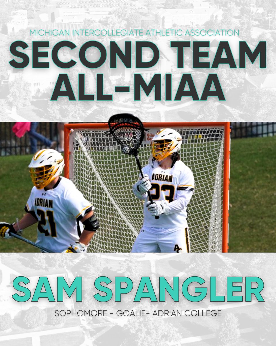 Congrats to Sam Spangler, who received All-MIAA Second Team honors 🥈 the <a href="/cantonchiefslax/">Canton Chiefs Lacrosse</a> alumni played in nine games for <a href="/ACmenslax/">Adrian College Men's Lacrosse</a> recording a 54.4% save percentage on the season 🧱 

#thePLGdifference