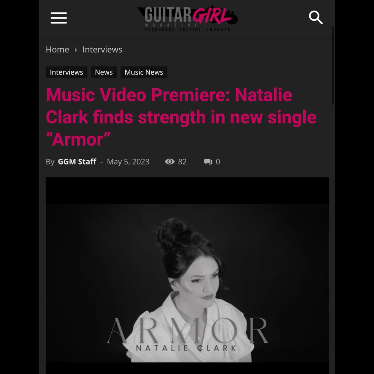 Natalie Clark (@natclarkmusic) on Twitter photo Armor Music Video premiering in @guitargirlmag today!!! 🥰❤️✨🙏🏻
Filmed, directed and edited by @themattyfaulk 🙌🏻🙌🏻🙌🏻
Armor - produced by <a href="/tspada4/">ted spadafore</a>
Out on @dvgrecords
✨✨✨ Armor Music Video premiering in @guitargirlmag today!!! 🥰❤️✨🙏🏻
Filmed, directed and edited by @themattyfaulk 🙌🏻🙌🏻🙌🏻
Armor - produced by <a href="/tspada4/">ted spadafore</a>
Out on @dvgrecords
✨✨✨