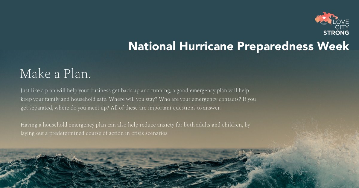 LoveCityStrong's tweet photo. A good emergency plan is an important part of preparedness.

As you prepare, tailor your plans and supplies to your specific needs. Discuss your needs and responsibilities and how you can assist each other with communication, care of children, business, pets, or medical needs. https://t.co/QMXSu3ZubM